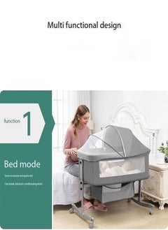 ORiTi ORiTi 4 in 1 Multifunction Height Adjustable Bedside Sleeper with Wheels and Mosquito Nets Large Storage Bag Bassinet for Newborn Infant Baby  - Image 3