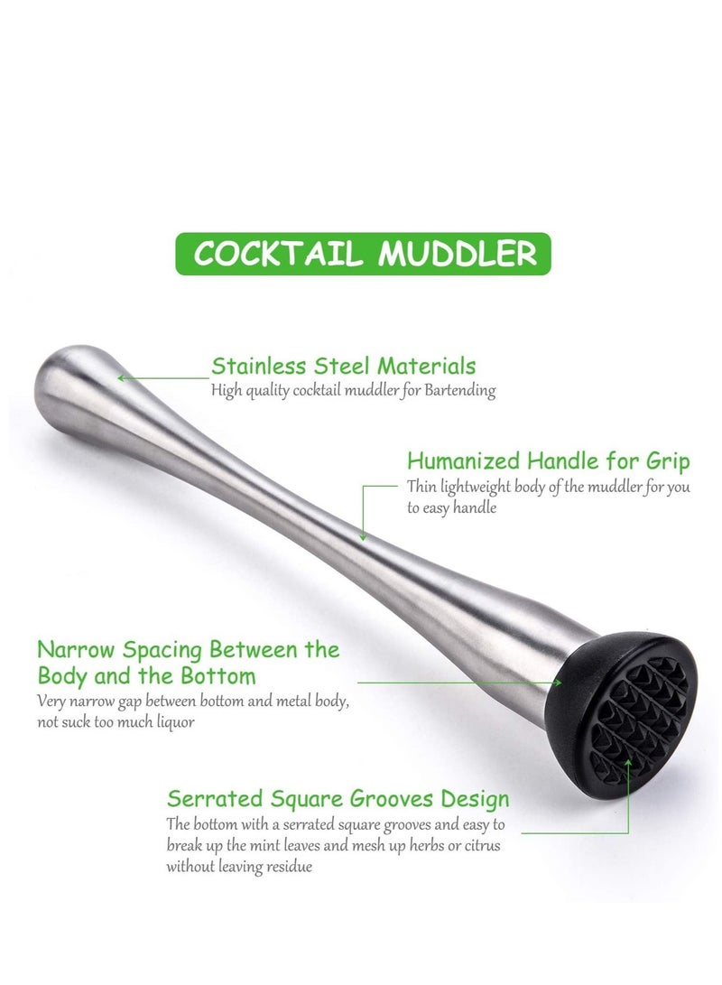 Cocktail Bar Tools, 4 Pack Stainless Mixing Spoon Double Cocktail Jigger Cocktail Ice Muddler Lemon Fruit Grater Bar Strainer - Image 5