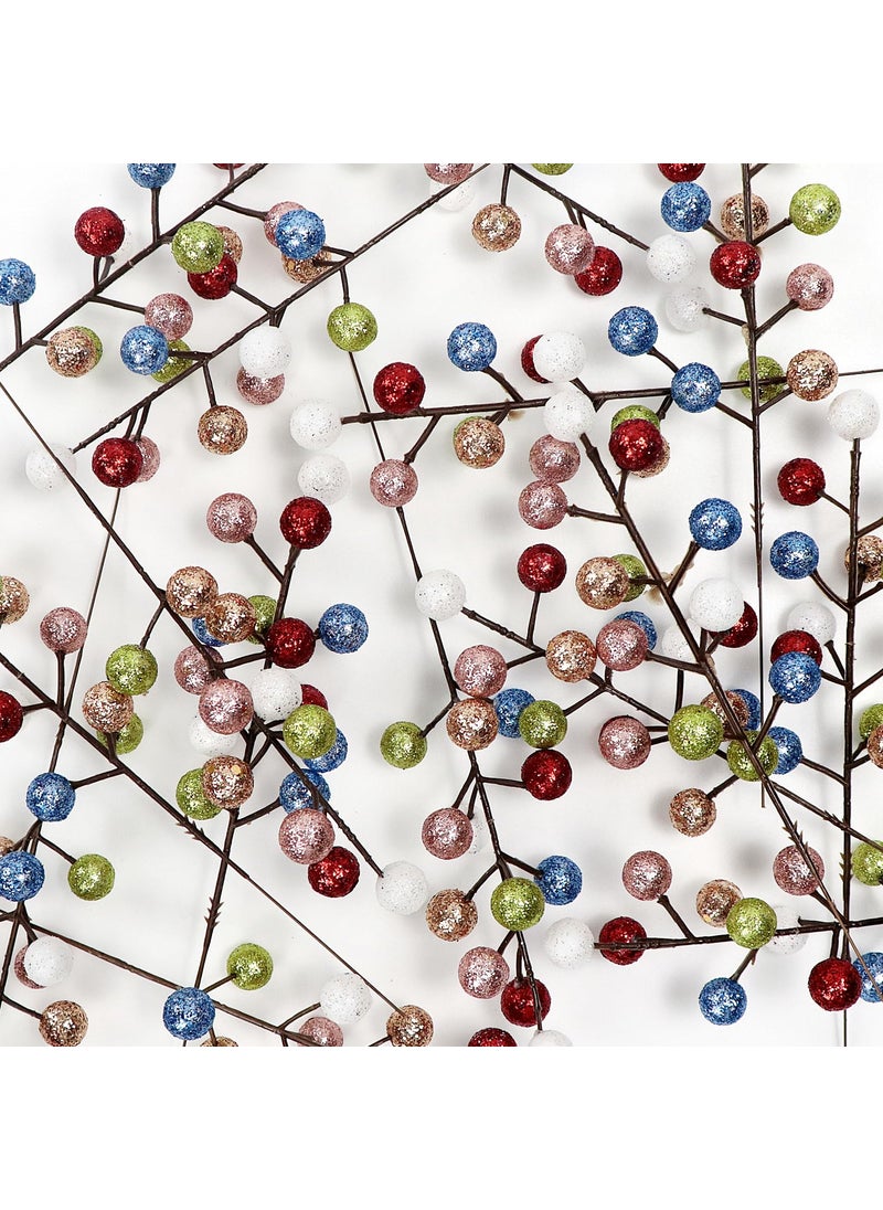 Kesywale 16 Pieces Artificial Glitter Berries Stems  9-Inch Christmas Picks Berry Sprays Twig Glitter Holly Berry Branches for Xmas Tree Fillers Ornament  Wreath  Crafts  Home Holiday Decor (Colorful)  - Image 3
