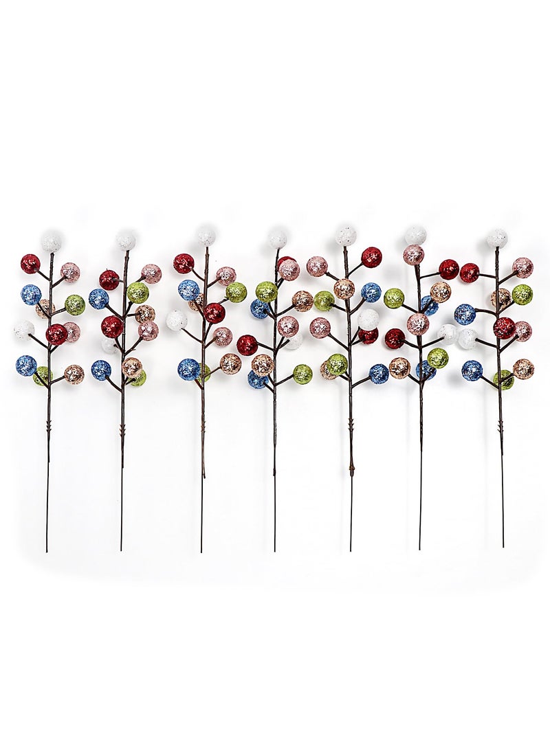 Kesywale 16 Pieces Artificial Glitter Berries Stems  9-Inch Christmas Picks Berry Sprays Twig Glitter Holly Berry Branches for Xmas Tree Fillers Ornament  Wreath  Crafts  Home Holiday Decor (Colorful)  - Image 4