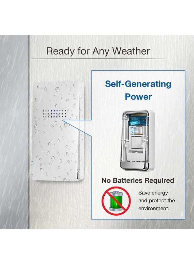 C302B One to Two Home Wireless Doorbell Temperature Digital Display Remote Control Elderly r, US Plug(White) - Image 3