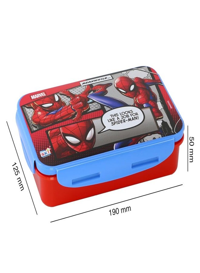 SKi Homeware Plastic Lock & Seal Disney Lunch Box for Kids -800Ml, with a 150ml Small Container and a Spork(Spoon-Cum-Fork) (Spiderman 2), Avenger 1,Multicolor - Image 3