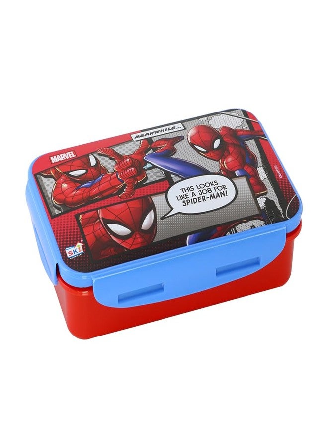 SKi Homeware Plastic Lock & Seal Disney Lunch Box for Kids -800Ml, with a 150ml Small Container and a Spork(Spoon-Cum-Fork) (Spiderman 2), Avenger 1,Multicolor - Image 1