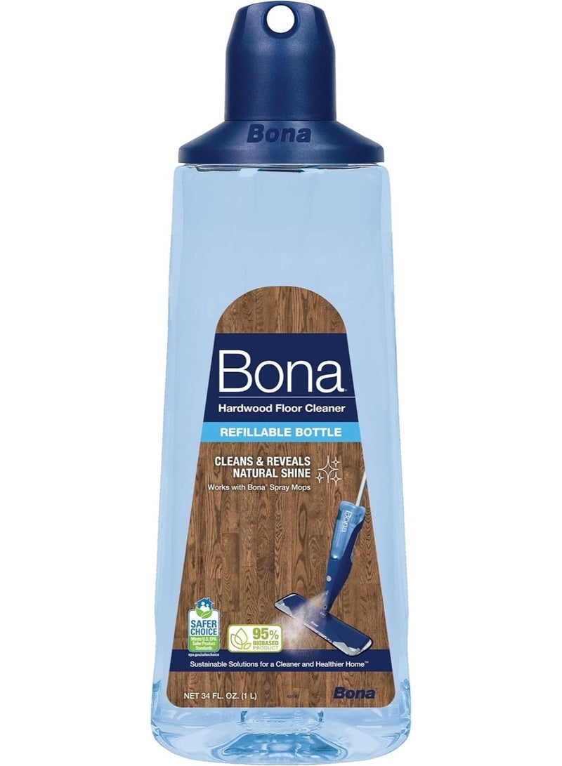 Bona Hardwood Floor Cleaner Refill Cartridge for Spray Mop, Unscented, 34 oz, WM700054001 - Residue-Free Fast-Drying Formula Safe for Unwaxed, Unoiled, Polyurethane-Finished Wood Floors, Removes Dust - Image 1