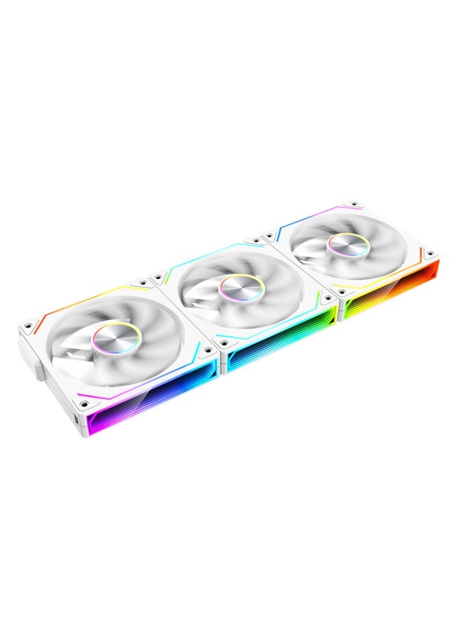 Play Jia Wanjia Xing Magnetic Pro Magnetic Building Block Fan, White Forward Three-pack, 12cm Water Cooling Case Fan, Magnetic Wireless Splicing/argb Light Synchronization/pwm Temperature Control - Image 5