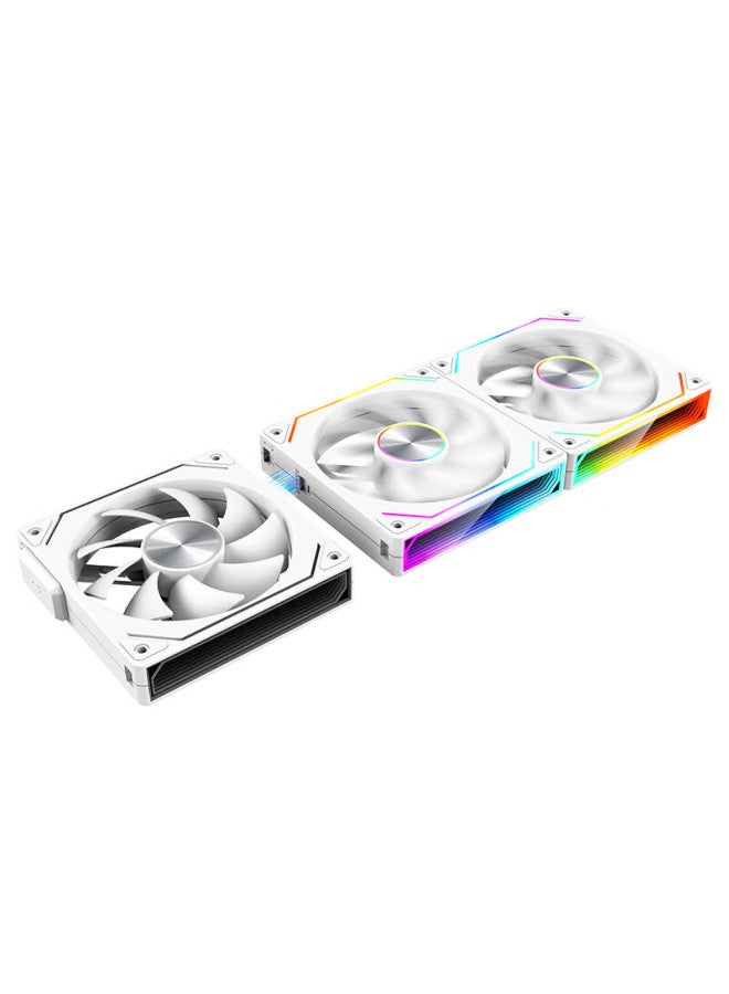 Play Jia Wanjia Xing Magnetic Pro Magnetic Building Block Fan, White Forward Three-pack, 12cm Water Cooling Case Fan, Magnetic Wireless Splicing/argb Light Synchronization/pwm Temperature Control - Image 1