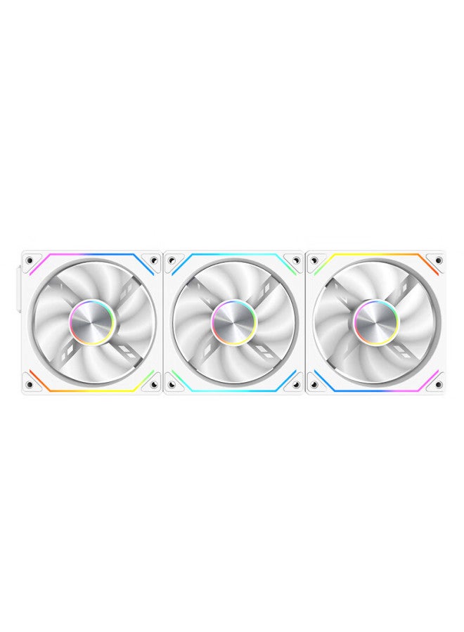 Play Jia Wanjia Xing Magnetic Pro Magnetic Building Block Fan, White Forward Three-pack, 12cm Water Cooling Case Fan, Magnetic Wireless Splicing/argb Light Synchronization/pwm Temperature Control - Image 2