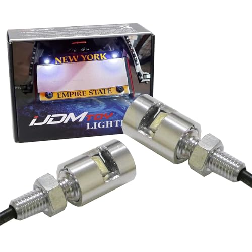 iJDMTOY 12V Xenon White 5730-SMD Bolt-On LED License Plate Lights Compatible With Car Truck ATV Motorcycle Bike, etc (Chrome Finish) - Image 1