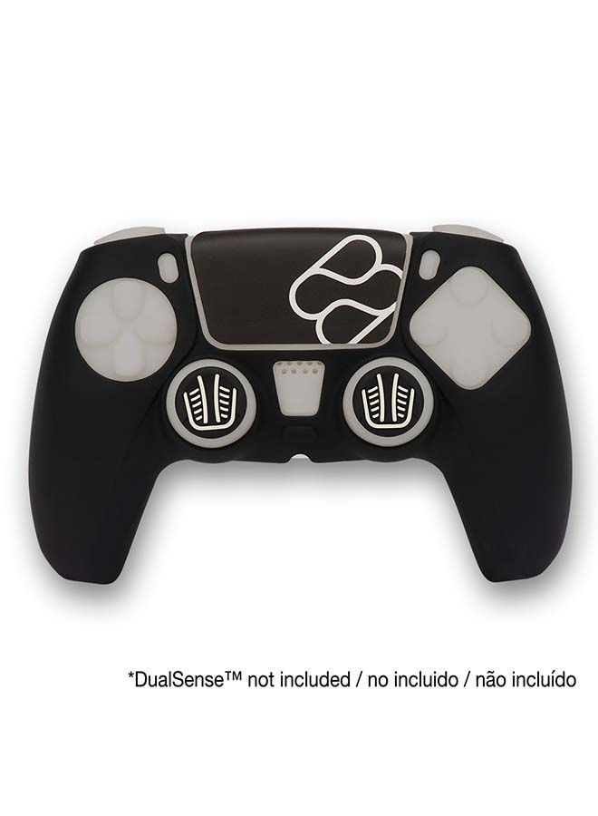 FR-TEC BLACK SILICONE PROTECTOR + GRIPS + DUALSENSE TOUCHPAD STICKER - PS5 CONTROLLER CUSTOM KIT - Image 1