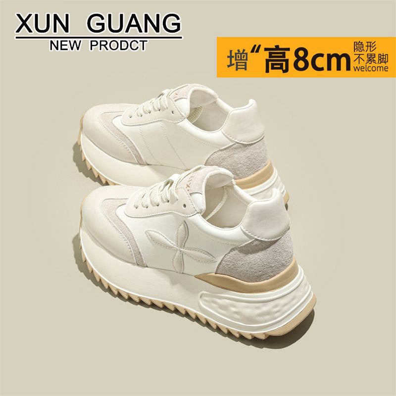 Genuine Leather 8Cm Thick Sole Increased Silver Forrest Gump Shoes Women'S 2025 Spring And All-Match Little Dad Shoes - Image 2