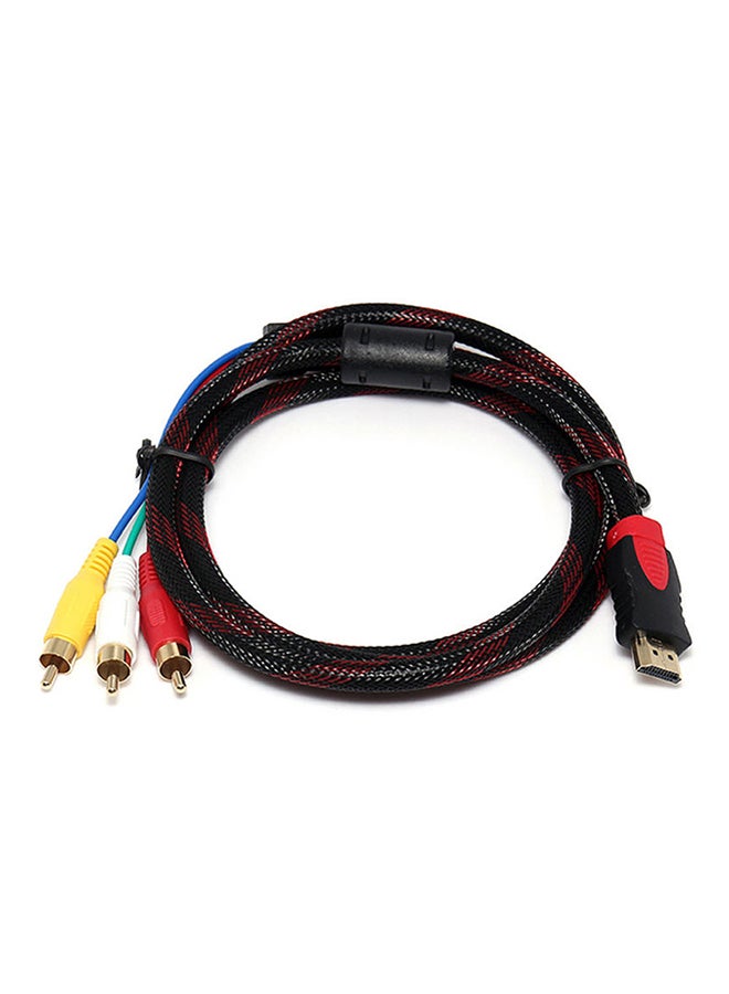 HDMI Male To 3 RCA AV Audio Video Cable Black/Red - Image 1