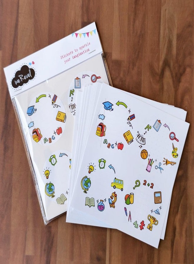 weRevel School Theme Stickers for Students for Labelling Notebooks, Books, Pencil Box, Journals - 2 inch in Diameter, Matte Paper Finish, 4 Unique Designs, 40 Stickers - Image 3