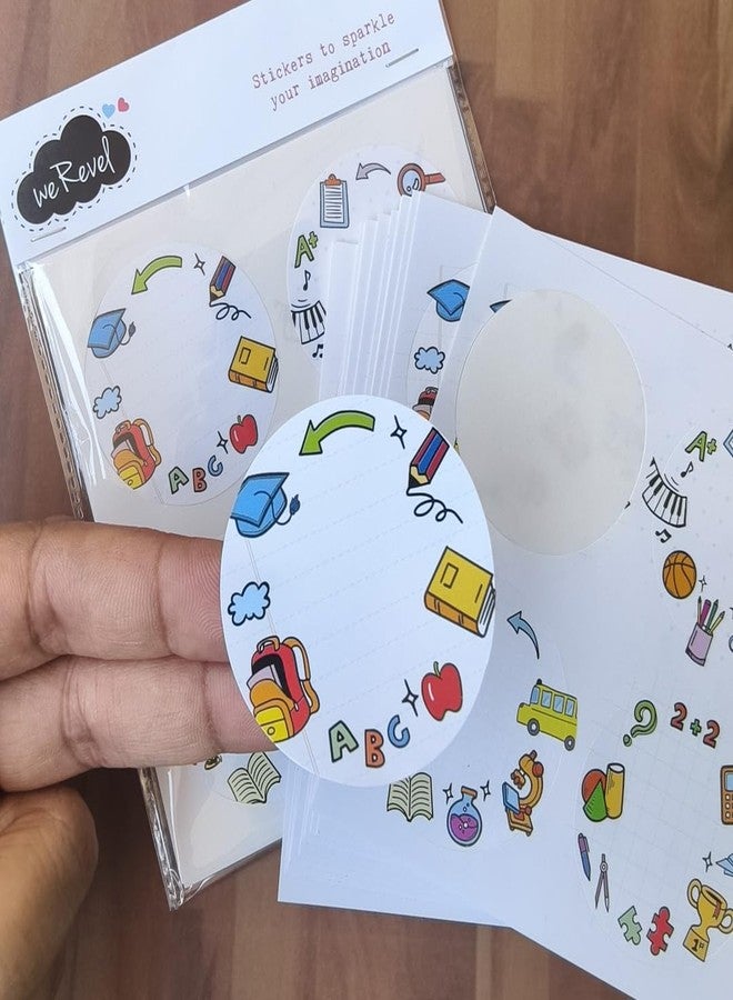 weRevel School Theme Stickers for Students for Labelling Notebooks, Books, Pencil Box, Journals - 2 inch in Diameter, Matte Paper Finish, 4 Unique Designs, 40 Stickers - Image 5