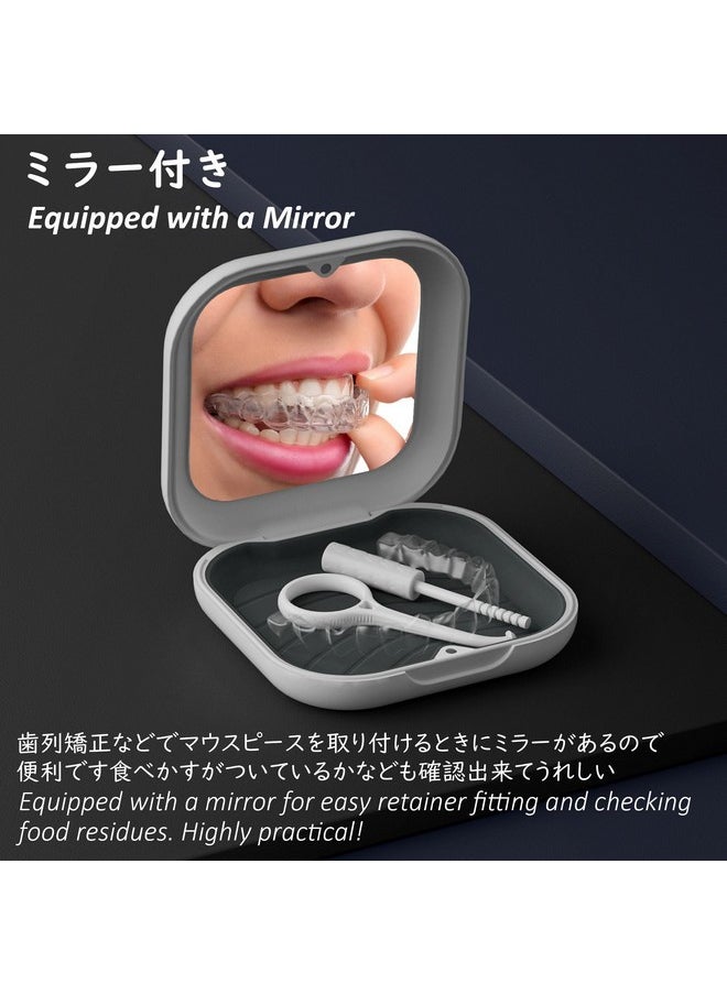 Xuanli - Retainer Case With Mirror Night Guard Case Slim And Frosted Compatible With Invisalign With Retainer Remover And Chew Frosted And Pink - Image 1