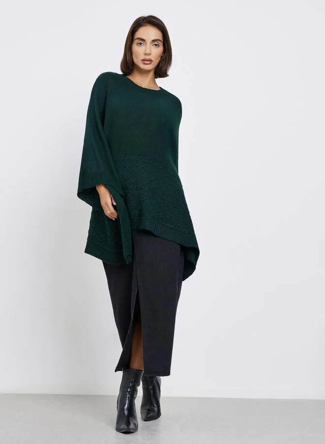 Styli Dark Green Knitted Cape Fit Sweater