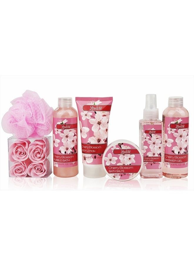 Lovestee Spa Bath and Body - Spa Gift Baskets for Women & Girls, Cherry Fragrance, Spa Birthday Gift Includes Loofah Sponge, Bath Salt, Body Lotion, Soap Rose, Body Mist, Shower Gel Bubble Bath  - Image 3