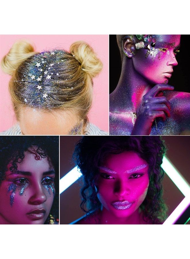 Wismee Glow in The Dark Body Face Glitter Gel, 6 Colors Chunky Holographic Body Glitter Makeup for Body, Face, Hair, Eyeshadow, Glitter for Halloween, Resin, Tumblers, Craft, Cosmetic & Nail Art - Image 2