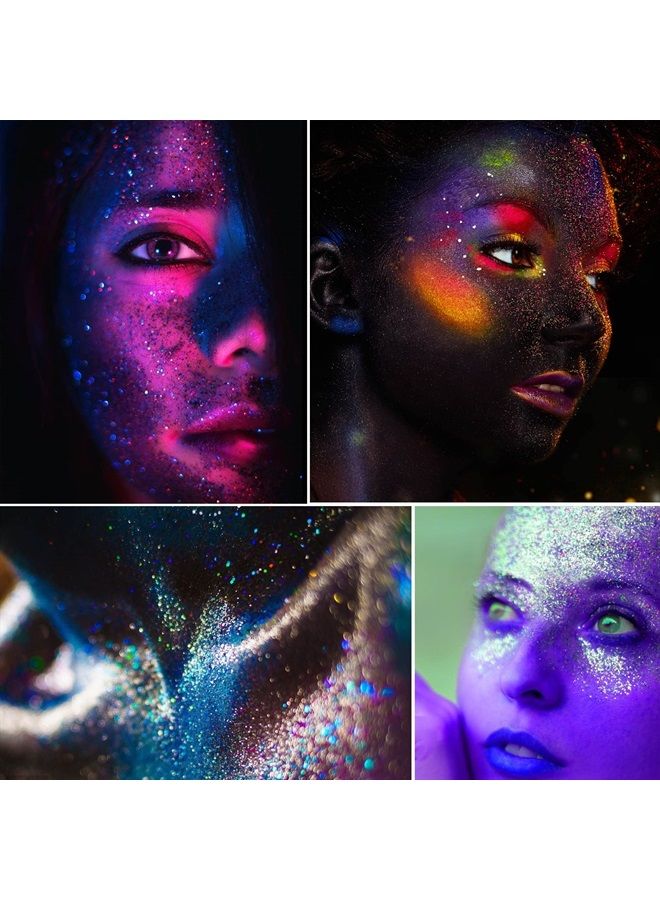 Wismee Glow in The Dark Body Face Glitter Gel, 6 Colors Chunky Holographic Body Glitter Makeup for Body, Face, Hair, Eyeshadow, Glitter for Halloween, Resin, Tumblers, Craft, Cosmetic & Nail Art - Image 3