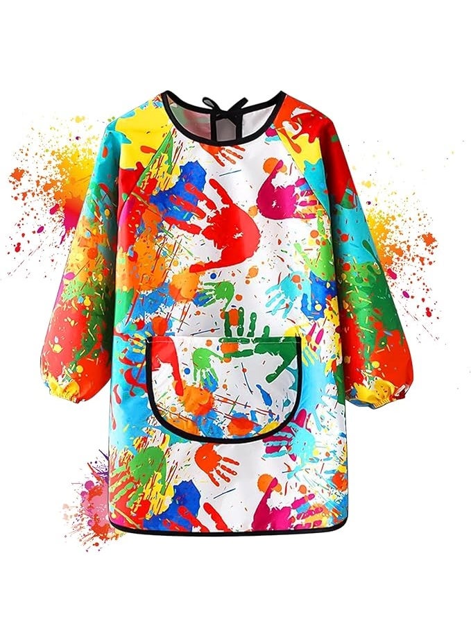 Soofam مئزر رسم للأطفال من 7-11 سنة للفتيات والفتيان مئزر رسم مقاوم للماء قابل للتعديل مع أكمام وجيوب كبيرة للمدرسة والفن والطهي - Image 1