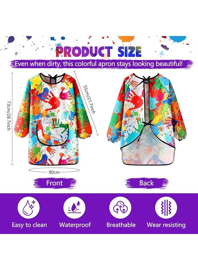 Soofam مئزر رسم للأطفال من 7-11 سنة للفتيات والفتيان مئزر رسم مقاوم للماء قابل للتعديل مع أكمام وجيوب كبيرة للمدرسة والفن والطهي - Image 2