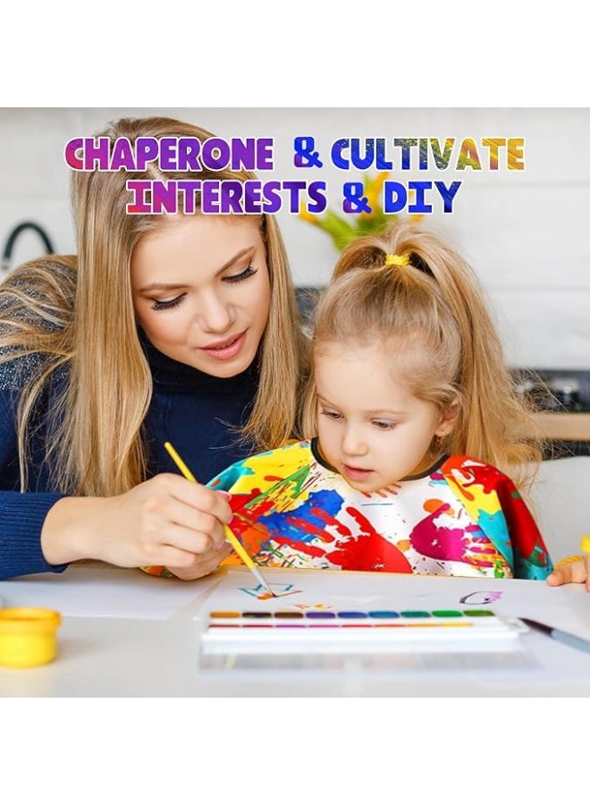 Soofam مئزر رسم للأطفال من 7-11 سنة للفتيات والفتيان مئزر رسم مقاوم للماء قابل للتعديل مع أكمام وجيوب كبيرة للمدرسة والفن والطهي - Image 4