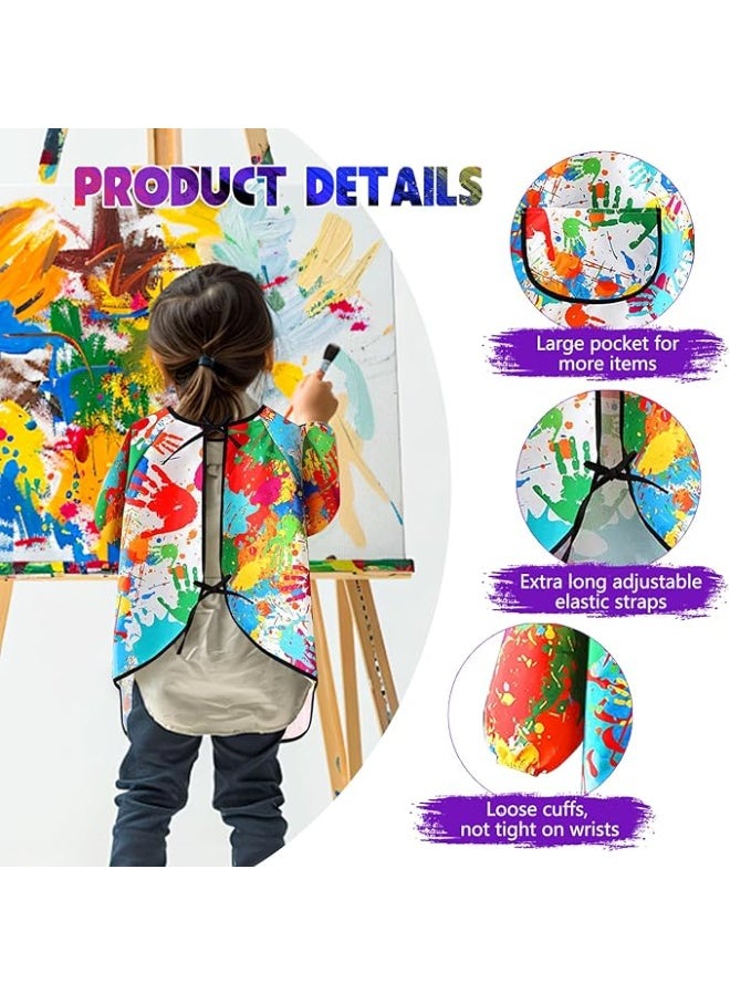 Soofam مئزر رسم للأطفال من 7-11 سنة للفتيات والفتيان مئزر رسم مقاوم للماء قابل للتعديل مع أكمام وجيوب كبيرة للمدرسة والفن والطهي - Image 3