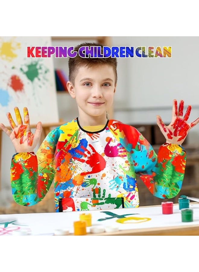 Soofam مئزر رسم للأطفال من 7-11 سنة للفتيات والفتيان مئزر رسم مقاوم للماء قابل للتعديل مع أكمام وجيوب كبيرة للمدرسة والفن والطهي - Image 5