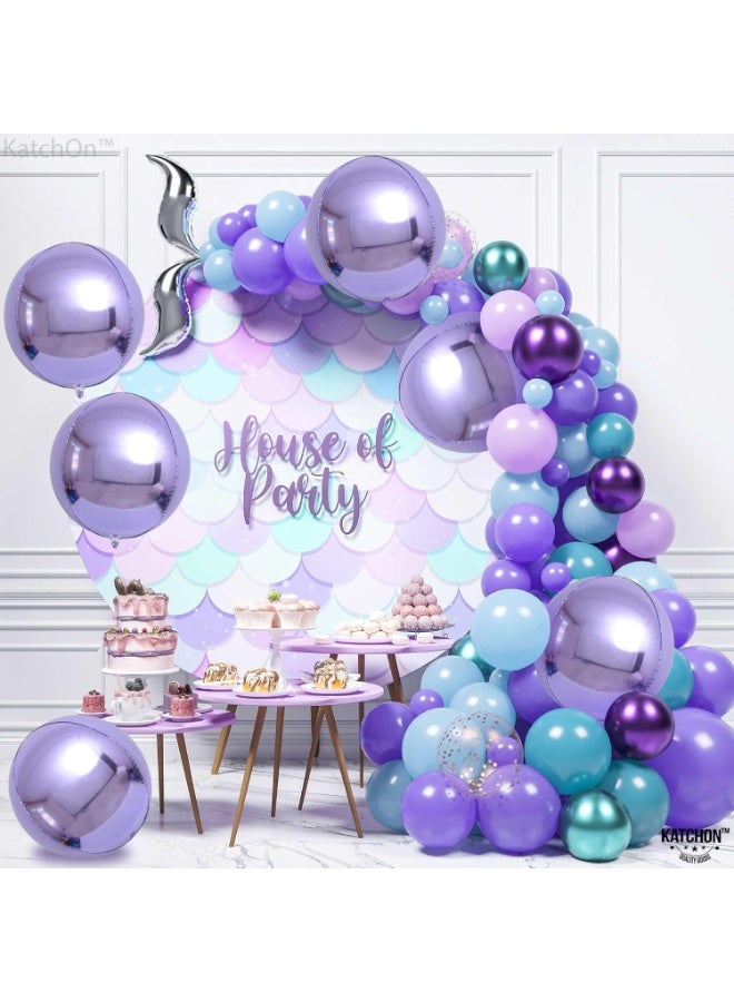 كاتشون بالونات مايلر أرجوانية - ٢٢ بوصة، عبوة من ٦ بالونات | بالونات لافندر معدنية دائرية رباعية الأبعاد لتزيين الحفلات الأرجوانية | بالونات معدنية للذكرى السنوية | زينة أعياد الميلاد على شكل يونيكورن وحورية البحر - Image 2