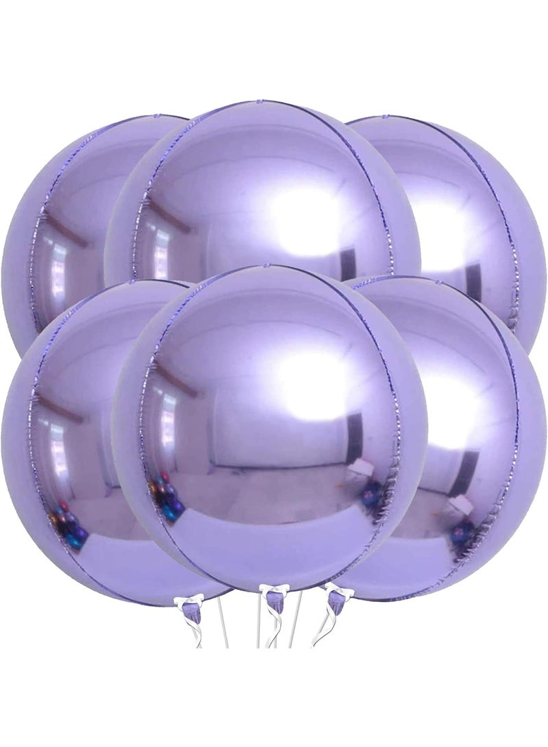 كاتشون بالونات مايلر أرجوانية - ٢٢ بوصة، عبوة من ٦ بالونات | بالونات لافندر معدنية دائرية رباعية الأبعاد لتزيين الحفلات الأرجوانية | بالونات معدنية للذكرى السنوية | زينة أعياد الميلاد على شكل يونيكورن وحورية البحر - Image 1