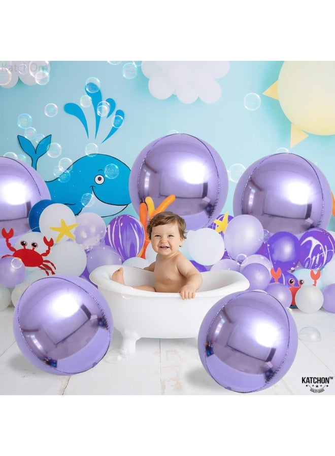 كاتشون بالونات مايلر أرجوانية - ٢٢ بوصة، عبوة من ٦ بالونات | بالونات لافندر معدنية دائرية رباعية الأبعاد لتزيين الحفلات الأرجوانية | بالونات معدنية للذكرى السنوية | زينة أعياد الميلاد على شكل يونيكورن وحورية البحر - Image 5