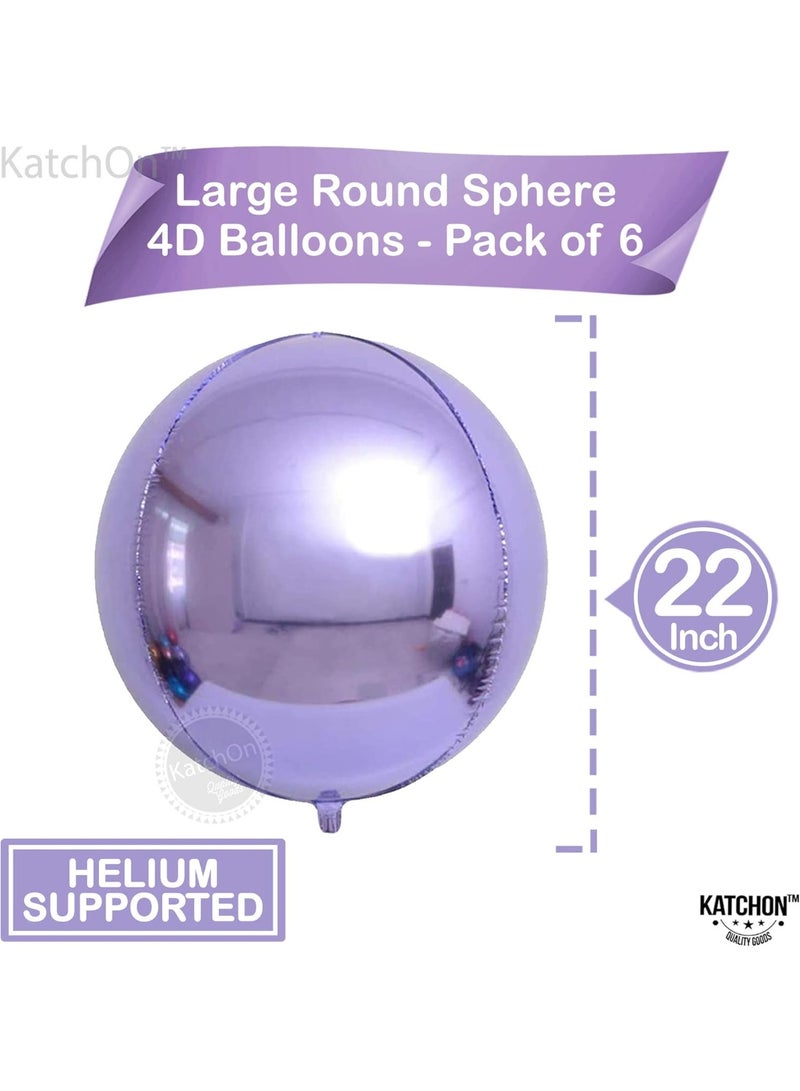 كاتشون بالونات مايلر أرجوانية - ٢٢ بوصة، عبوة من ٦ بالونات | بالونات لافندر معدنية دائرية رباعية الأبعاد لتزيين الحفلات الأرجوانية | بالونات معدنية للذكرى السنوية | زينة أعياد الميلاد على شكل يونيكورن وحورية البحر - Image 3