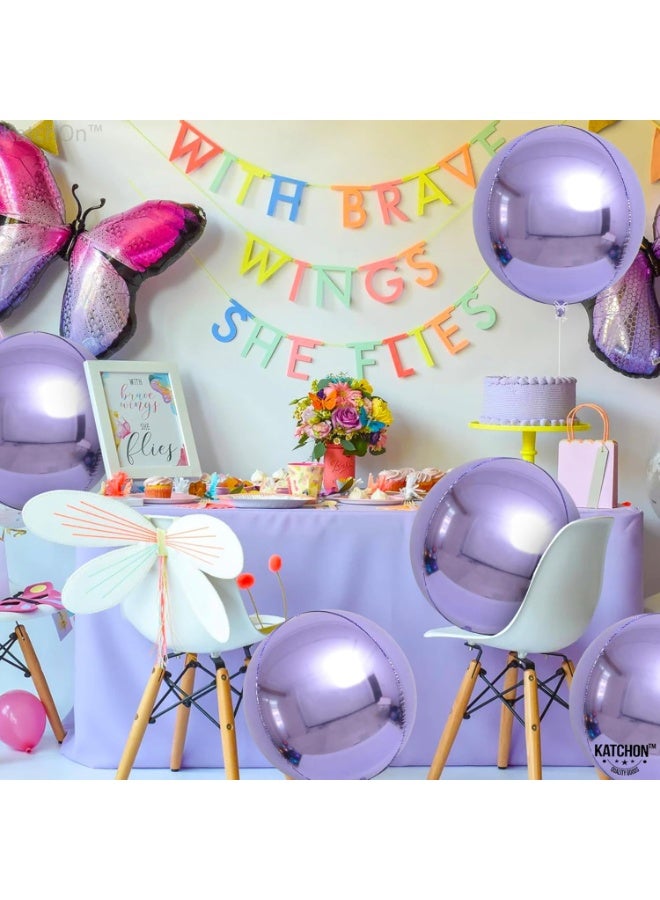 كاتشون بالونات مايلر أرجوانية - ٢٢ بوصة، عبوة من ٦ بالونات | بالونات لافندر معدنية دائرية رباعية الأبعاد لتزيين الحفلات الأرجوانية | بالونات معدنية للذكرى السنوية | زينة أعياد الميلاد على شكل يونيكورن وحورية البحر - Image 4