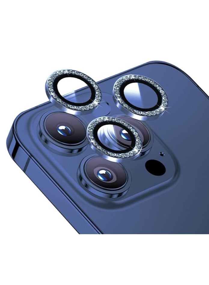 Vitacelli Mobile Camera Lens Protector  for iPhone 13 Pro/iPhone 13 Pro Max, [Anti-Scratch] Premium Tempered Glass Film Aluminum Alloy Lens Ring Cover – BLUE DIAMOND - Image 1
