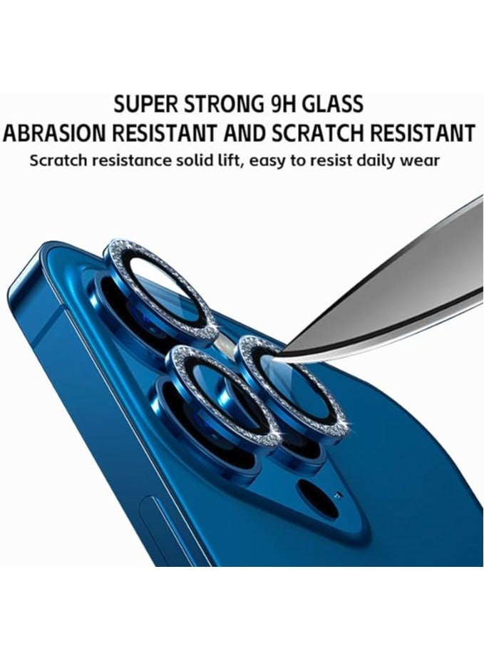 Vitacelli Mobile Camera Lens Protector  for iPhone 13 Pro/iPhone 13 Pro Max, [Anti-Scratch] Premium Tempered Glass Film Aluminum Alloy Lens Ring Cover – BLUE DIAMOND - Image 3