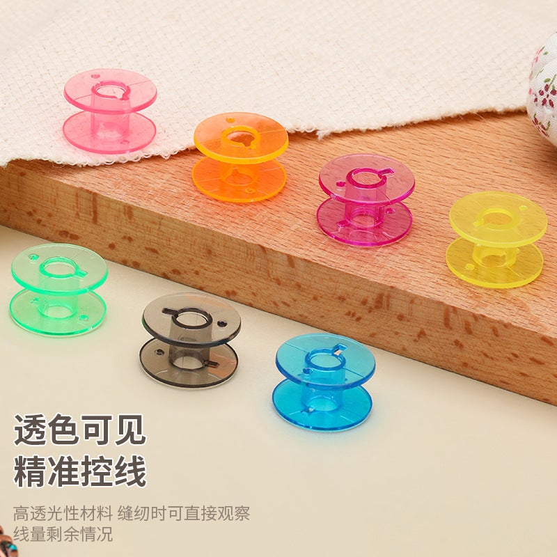Household Multifunctional Sewing Machine Spool 2518P Colorful Transparent Plastic Bobbin 9-Colorful Thread Reel Household Bobbin - Image 3