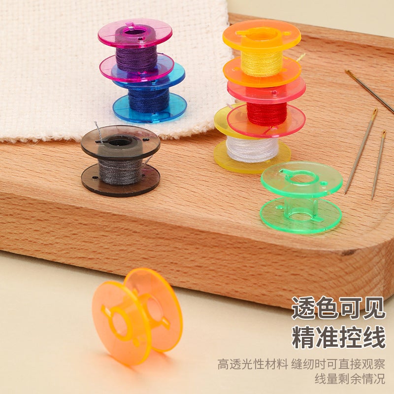 Household Multifunctional Sewing Machine Spool 2518P Colorful Transparent Plastic Bobbin 9-Colorful Thread Reel Household Bobbin - Image 4