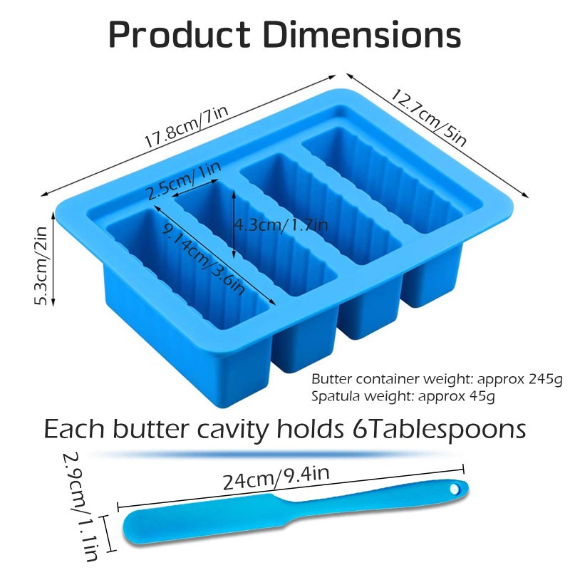 XPAPOV 2PCS Butter Silicone Mold with Lid, Non-Stick Butter Mold Tray with Measurements, Butter stick molds with butter paddles for Making Butter for Chocolate Making and Homemade Cakes Baking (Blue&Purple) - Image 2