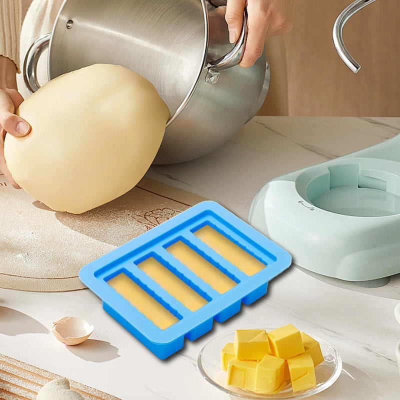 XPAPOV 2PCS Butter Silicone Mold with Lid, Non-Stick Butter Mold Tray with Measurements, Butter stick molds with butter paddles for Making Butter for Chocolate Making and Homemade Cakes Baking (Blue&Purple) - Image 5