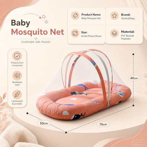 StarAndDaisy 3 in 1 Baby Mosquito net for Sleeping - Newborn Baby, Infant Mosquito net for Baby/Soft and Comfortable Bed for 0-12 Months/Washable Cotton Design -Shark Print - Image 3
