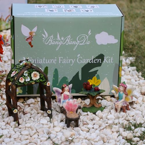BangBangDa Miniature Fairy Garden Fairies - Mini Village Fairy Houses Accessories for Girl Boy Birthday Gifts Patio Indoor Outdoor Flower Succulent Garden Set Kit Decor - Image 4