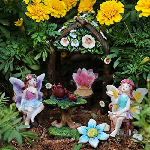 BangBangDa Miniature Fairy Garden Fairies - Mini Village Fairy Houses Accessories for Girl Boy Birthday Gifts Patio Indoor Outdoor Flower Succulent Garden Set Kit Decor - Image 3