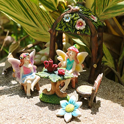 BangBangDa Miniature Fairy Garden Fairies - Mini Village Fairy Houses Accessories for Girl Boy Birthday Gifts Patio Indoor Outdoor Flower Succulent Garden Set Kit Decor - Image 1