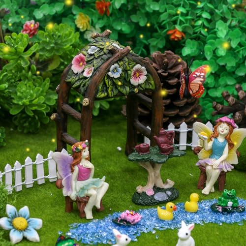 BangBangDa Miniature Fairy Garden Fairies - Mini Village Fairy Houses Accessories for Girl Boy Birthday Gifts Patio Indoor Outdoor Flower Succulent Garden Set Kit Decor - Image 2