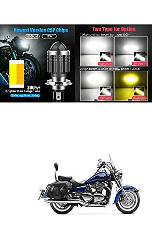 PRIKNIK Led Headlight Bulb with Lens 28W Two Color White/Yellow Light H4 Lamp Compatible With For Bike Thunderbird - Image 2