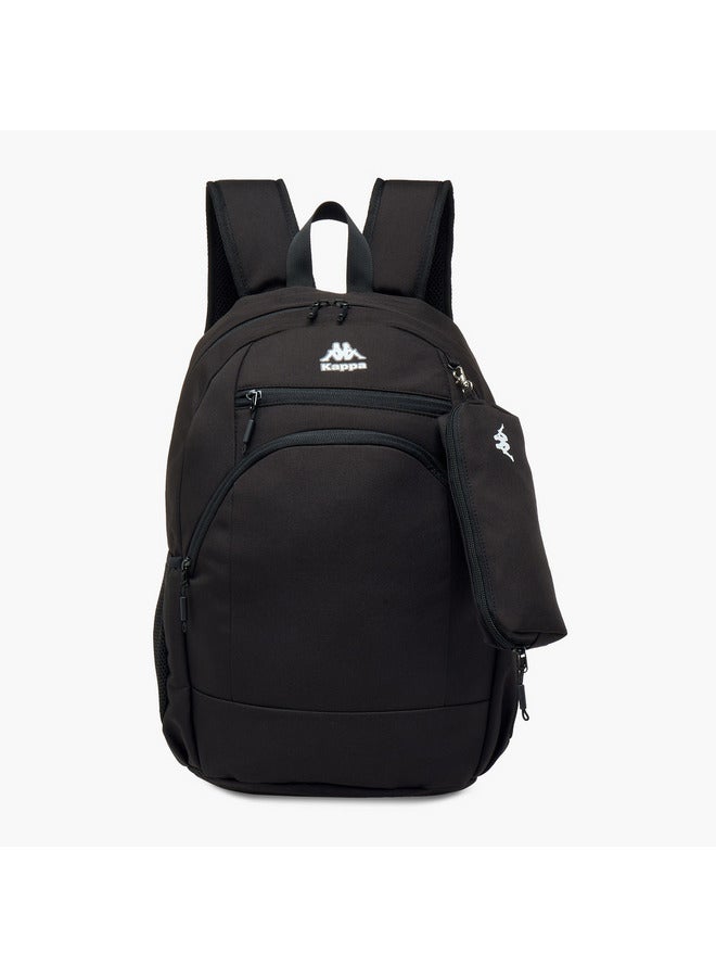 Kappa Unisex Logo Print Backpack with Adjustable Straps and Detachable Pencil Pouch - 20x30x46 cm - Image 1