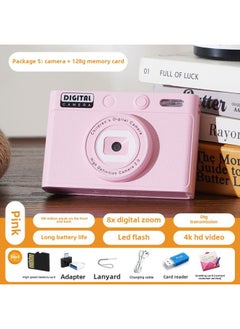 Generic H9 HD Children Digital Camera Cartoon Camera Portable DSLR Camera Toy Kids Birthday Gift-Body Color:Pink 128g Memory Card + Card Reader Adapter  - Image 1