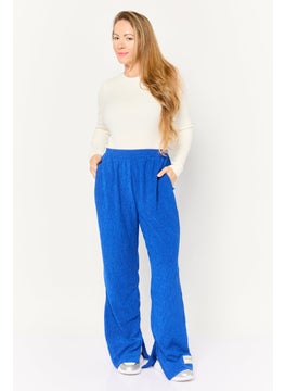 The Giving Movement Women Regular Fit Textured Wide Leg Pants, Blue  - Image 2