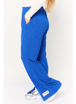 The Giving Movement Women Regular Fit Textured Wide Leg Pants, Blue  - Image 3