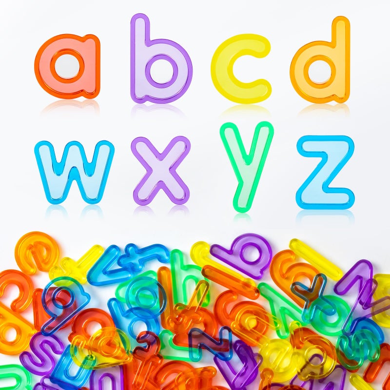Odoorgames 78 Pcs Translucent Lowercase Letters Plastic Alphabet Letters Light Table Play and Early Learning Manipulatives
