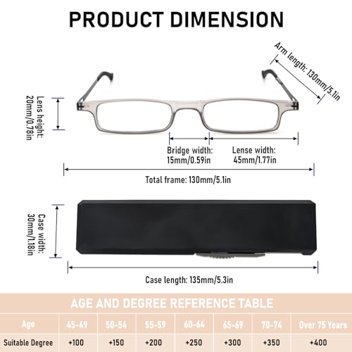 REAVEE Folding Reading Glasses for Men Women Ultra Thin Blue Light Blocking Anti UV/Eyestrain Computer TR90 Slim Foldable Portable Readers with Compact Flat Case, Grey +1.5 - Image 3